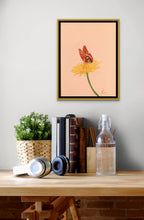 Load image into Gallery viewer, GULF FRITILLARY AND YELLOW ZINNIA 9X12 original
